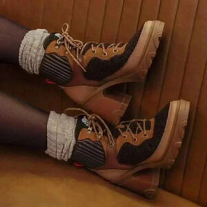 NEW Sorel Brex Chunky Heel Platform Sherpa Fall/Winter Lace Booties